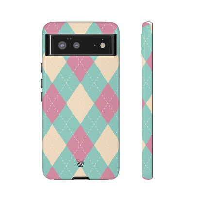 BLUE PINK BEIGE ARGYLE | Tough Phone Case