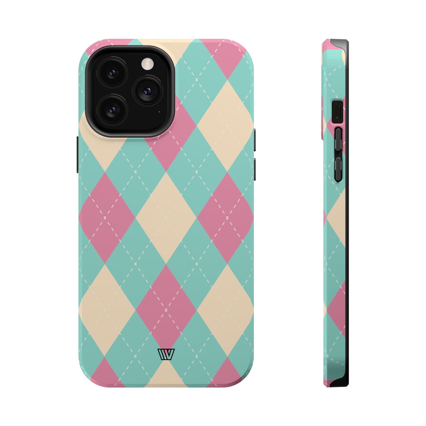 BLUE PINK BEIGE ARGYLE | MagSafe Tough iPhone Case