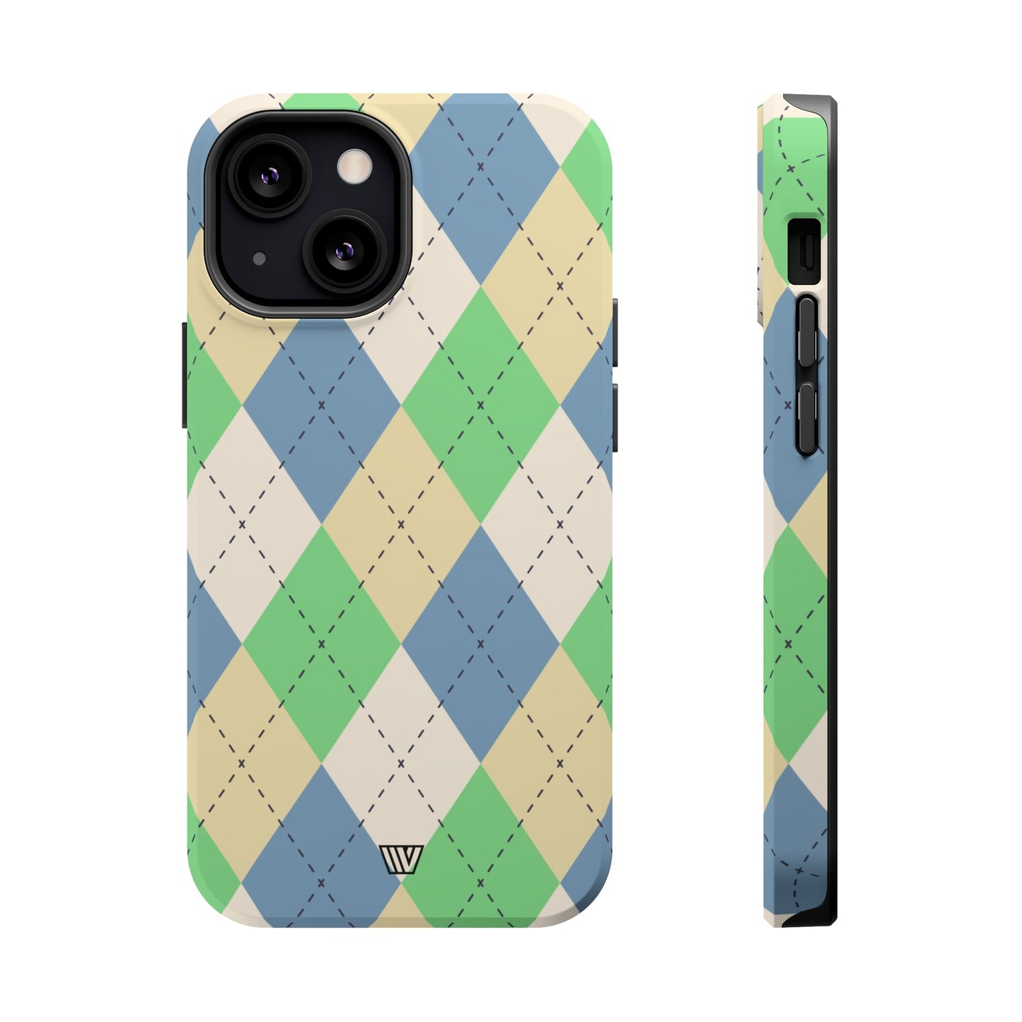 GREEN BLUE BEIGE ARGYLE | MagSafe Tough iPhone Case