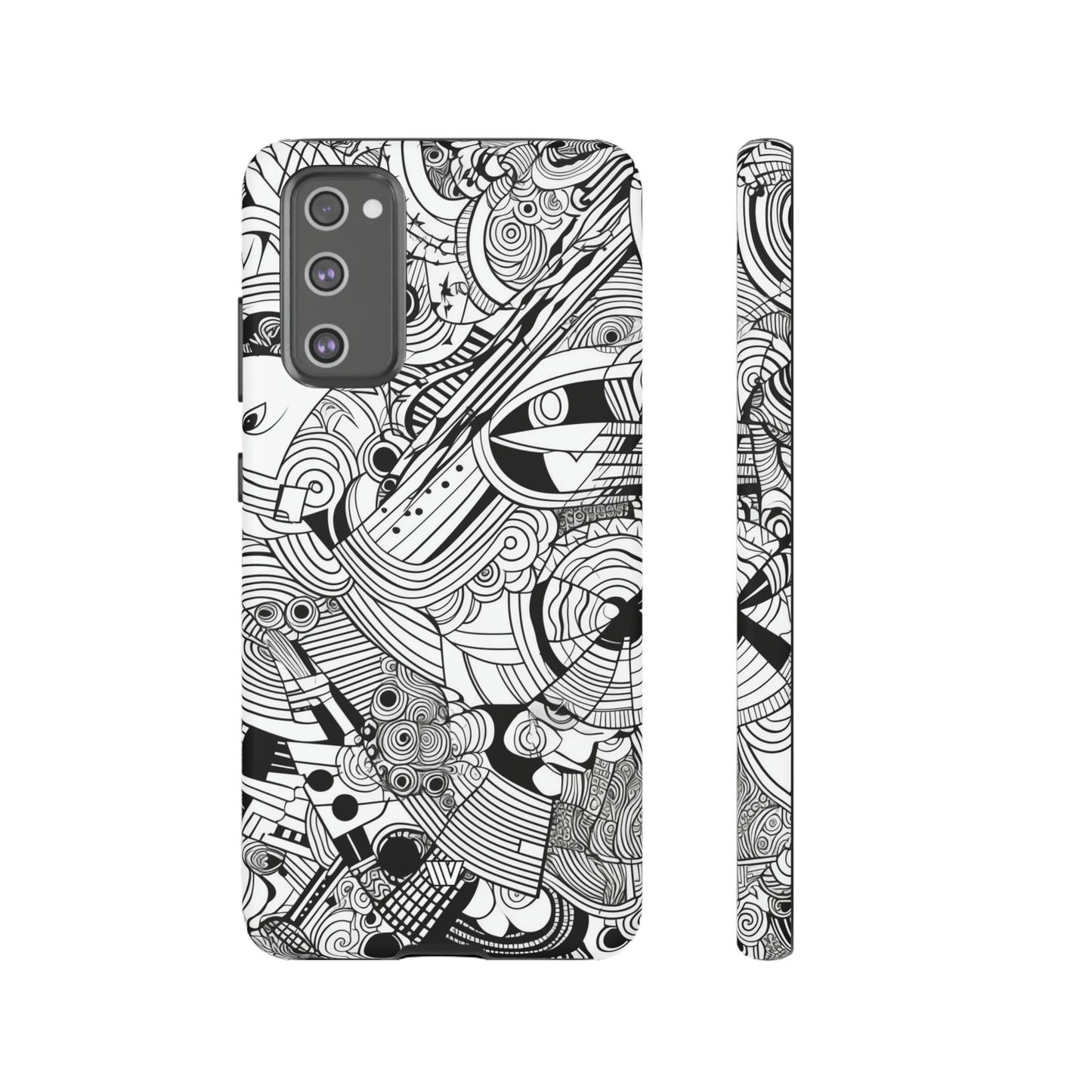 B&W ABSTRACT DOODLE | Tough Phone Case