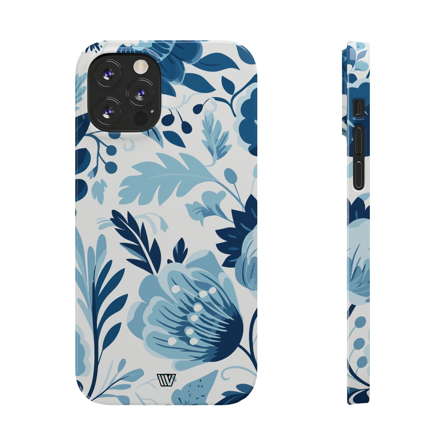 BLUE WHITE FLOWERS | Slim iPhone Case