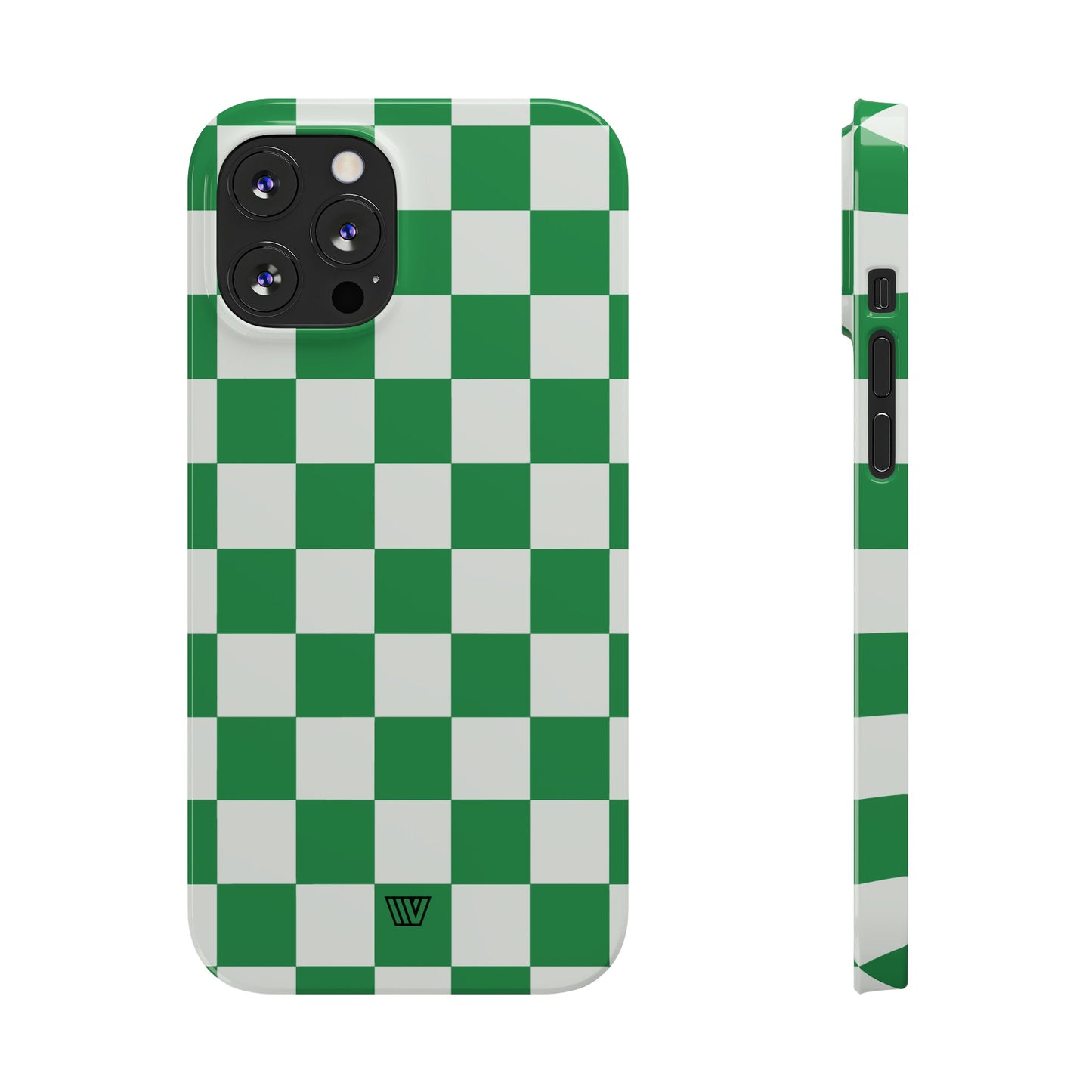 GREEN WHITE CHECKERBOARD | Slim iPhone Case