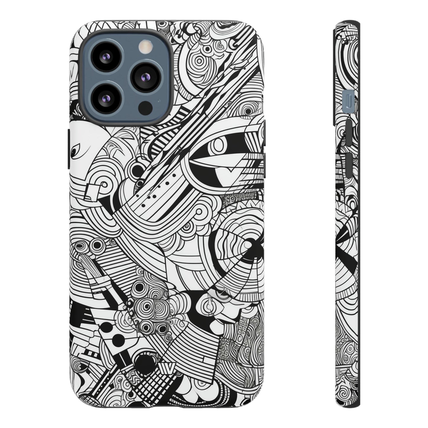 B&W ABSTRACT DOODLE | Tough Phone Case