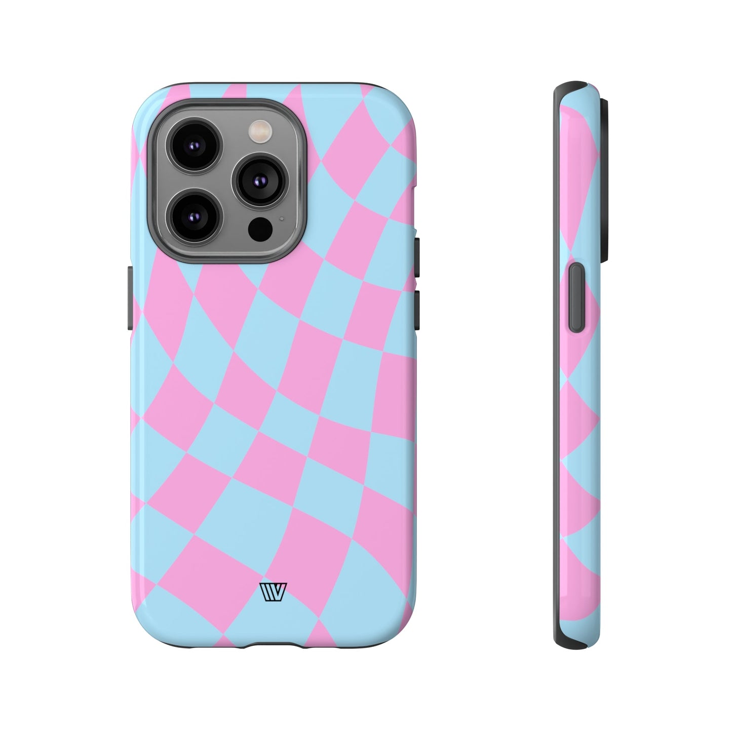 BLUE PINK CURVY CHECKERBOARD | Tough Phone Case