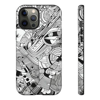 B&W ABSTRACT DOODLE | Tough Phone Case