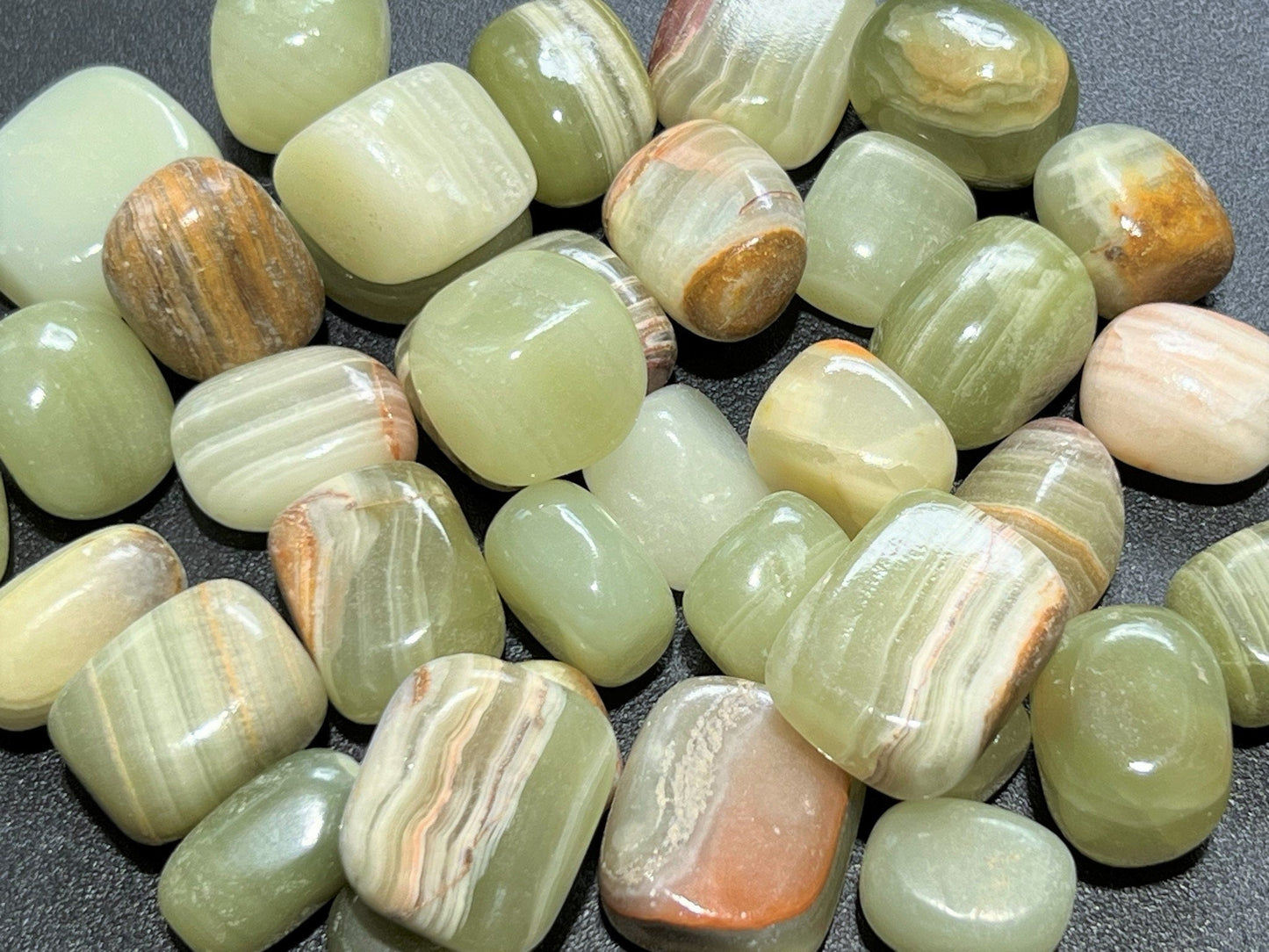 Green Banded Onyx Tumbled (1 Kilo)(2.2 LBs) Bulk Wholesale Lot Polished Gemstones