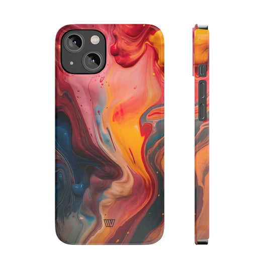 RED ORANGE BLUE SWIRL | Slim iPhone Case