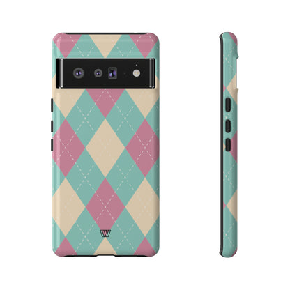 BLUE PINK BEIGE ARGYLE | Tough Phone Case