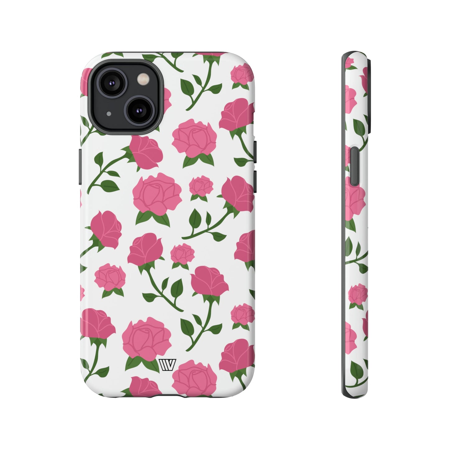 PINK ROSES ON WHITE | Tough Phone Case