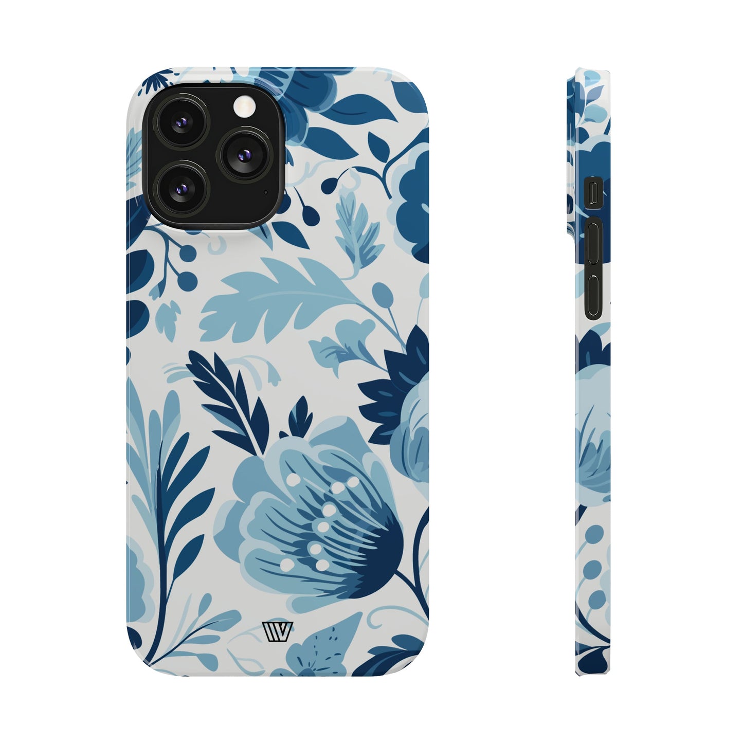 BLUE WHITE FLOWERS | Slim iPhone Case