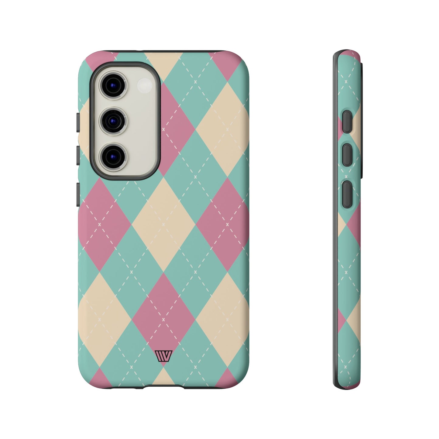 BLUE PINK BEIGE ARGYLE | Tough Phone Case