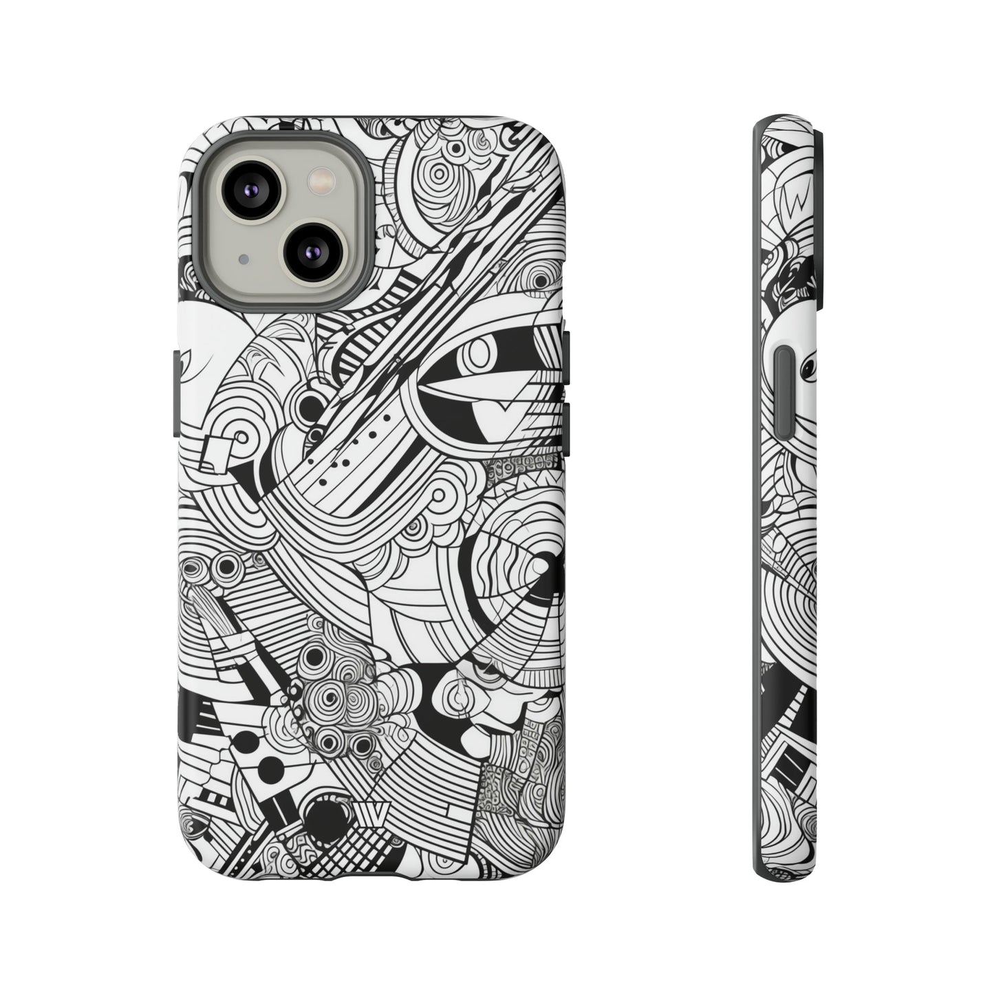 B&W ABSTRACT DOODLE | Tough Phone Case