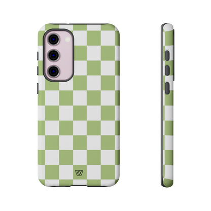 PALE OLIVE WHITE CHECKERBOARD | Tough Phone Case