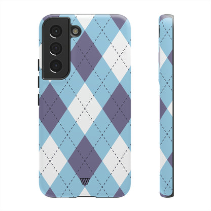 BLUE WHITE PURPLE ARGYLE | Tough Phone Case