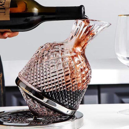 Elegant Rotating Glass Wine Decanter – Perfect for Fine Wine