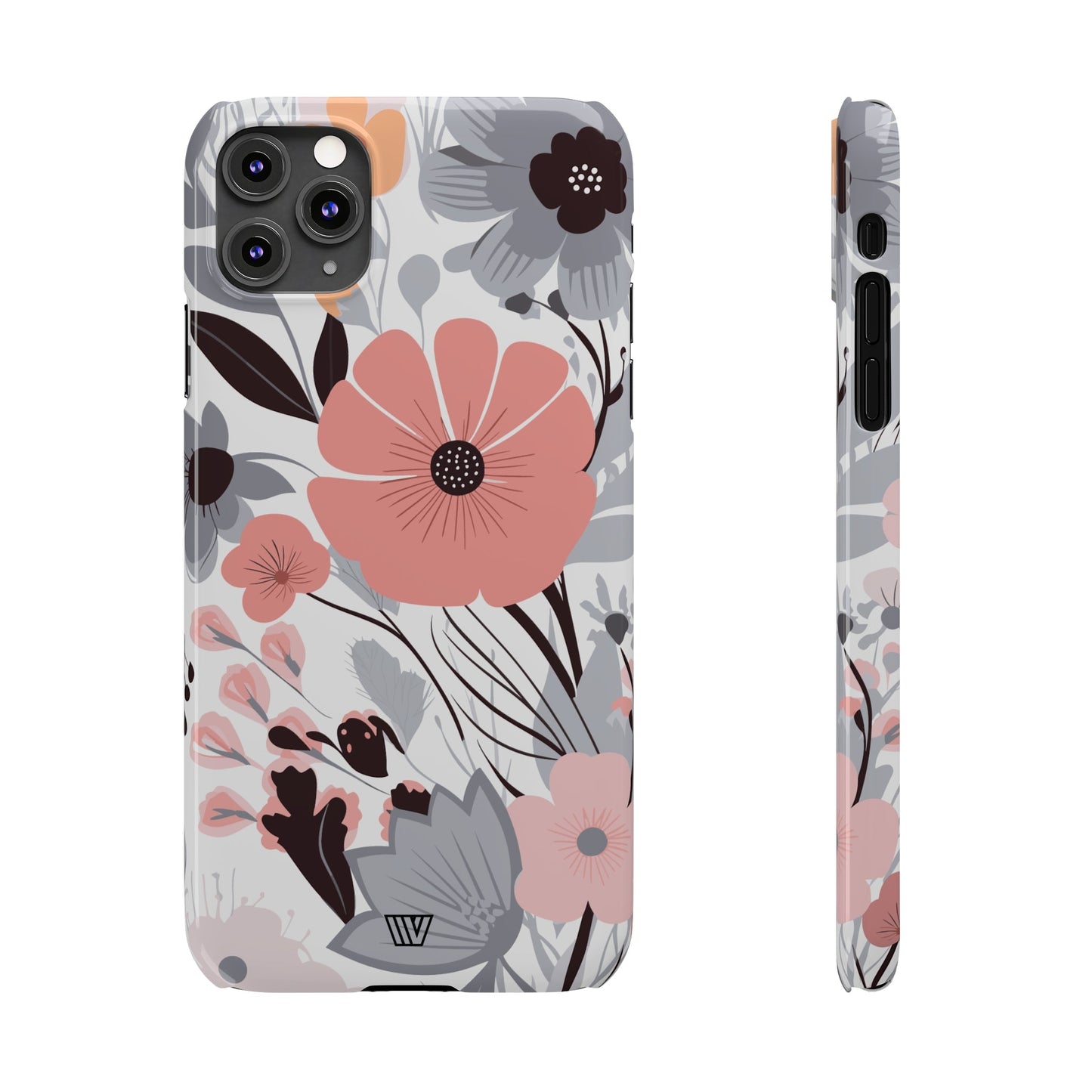 GRAY PASTEL FLOWERS | Slim iPhone Case