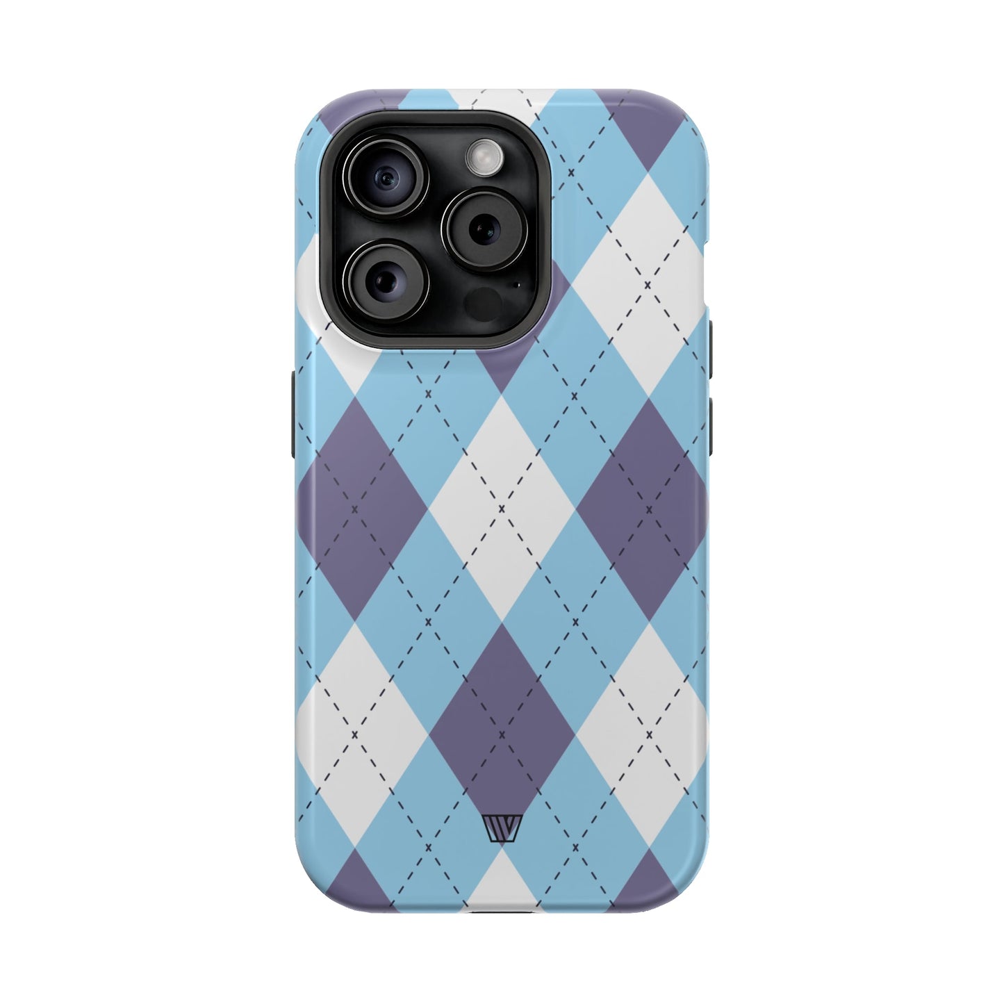 BLUE WHITE PURPLE ARGYLE | MagSafe Tough iPhone Case