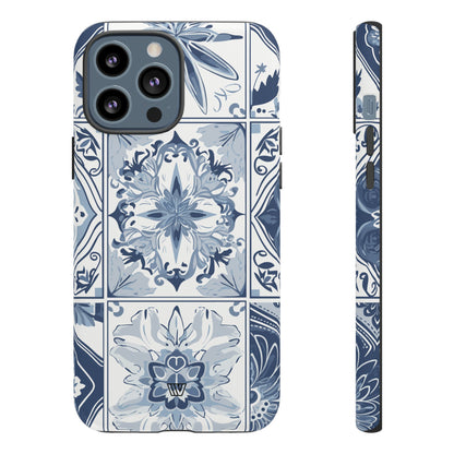 BLUE WHITE TILE | Tough Phone Case