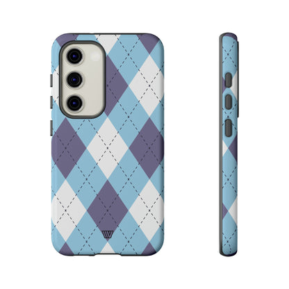 BLUE WHITE PURPLE ARGYLE | Tough Phone Case