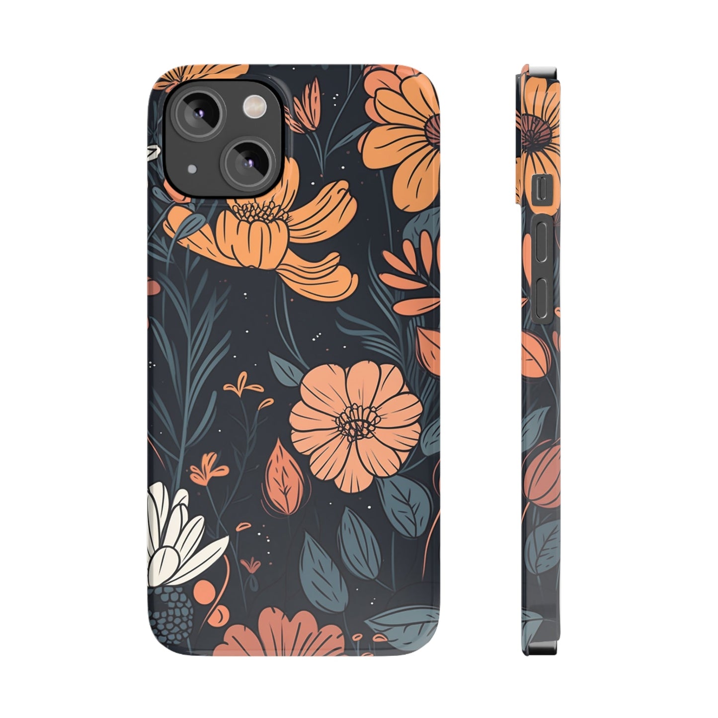 DARK FLOWER PATTERN  | Slim iPhone Case