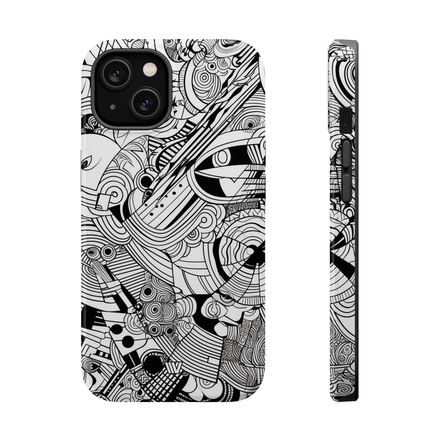 B&W ABSTRACT DOODLE | MagSafe Tough iPhone Case