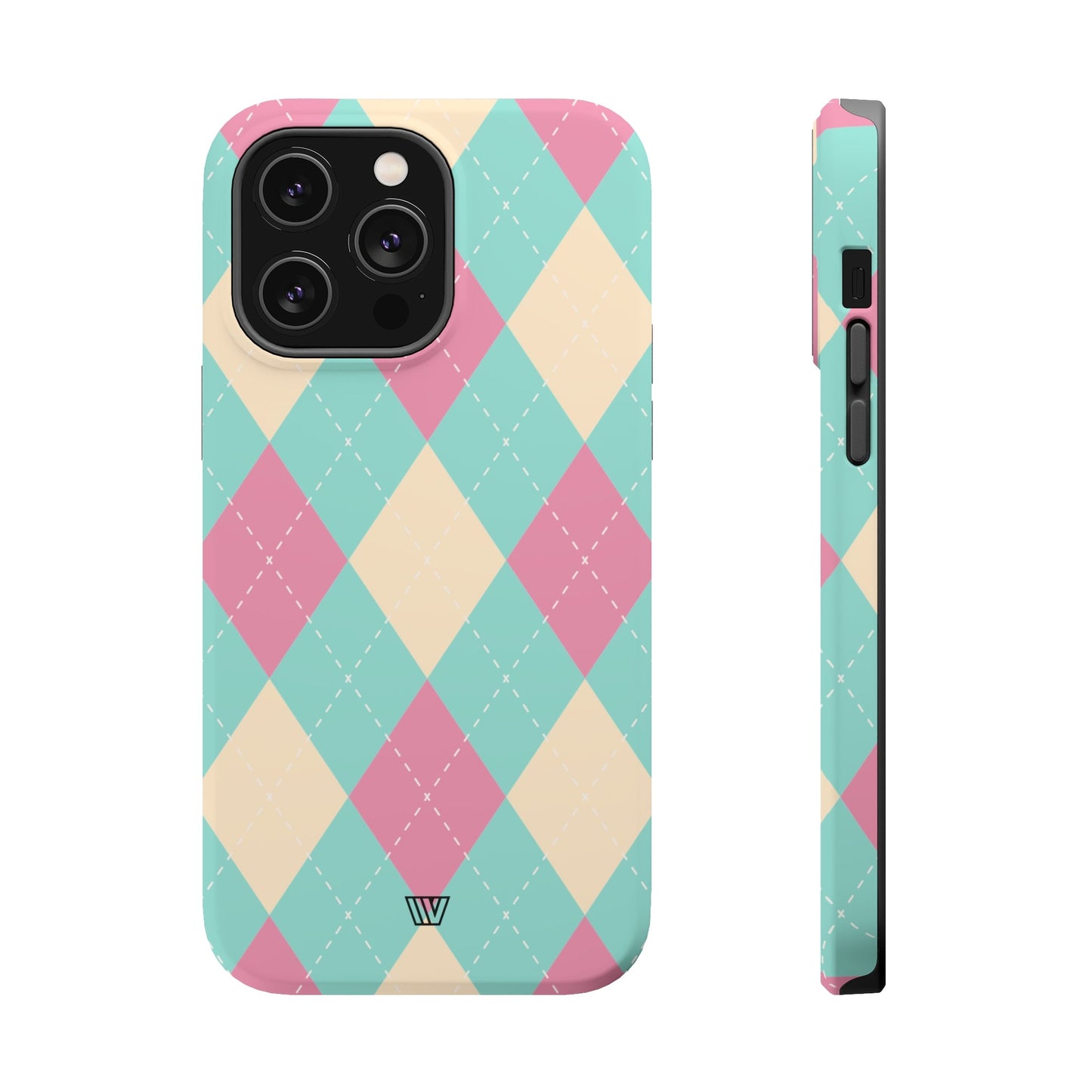 BLUE PINK BEIGE ARGYLE | MagSafe Tough iPhone Case