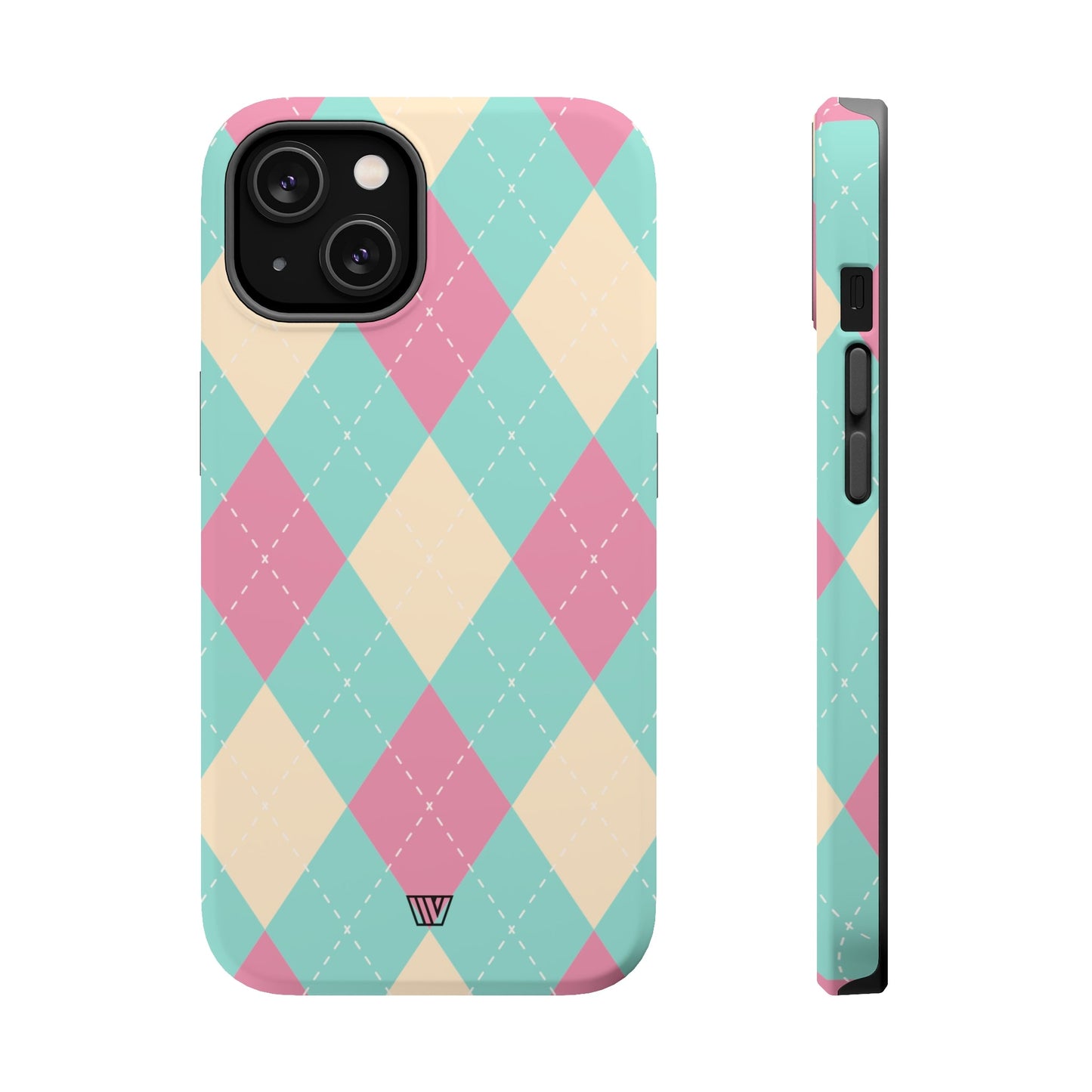 BLUE PINK BEIGE ARGYLE | MagSafe Tough iPhone Case