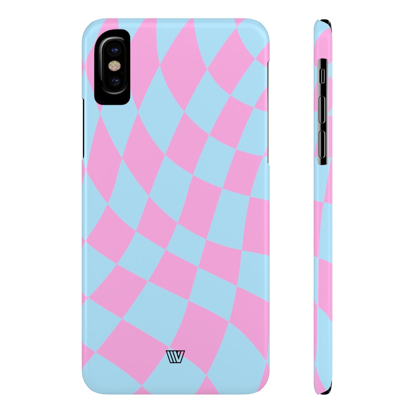 BLUE PINK CURVY CHECKERBOARD | Slim iPhone Case