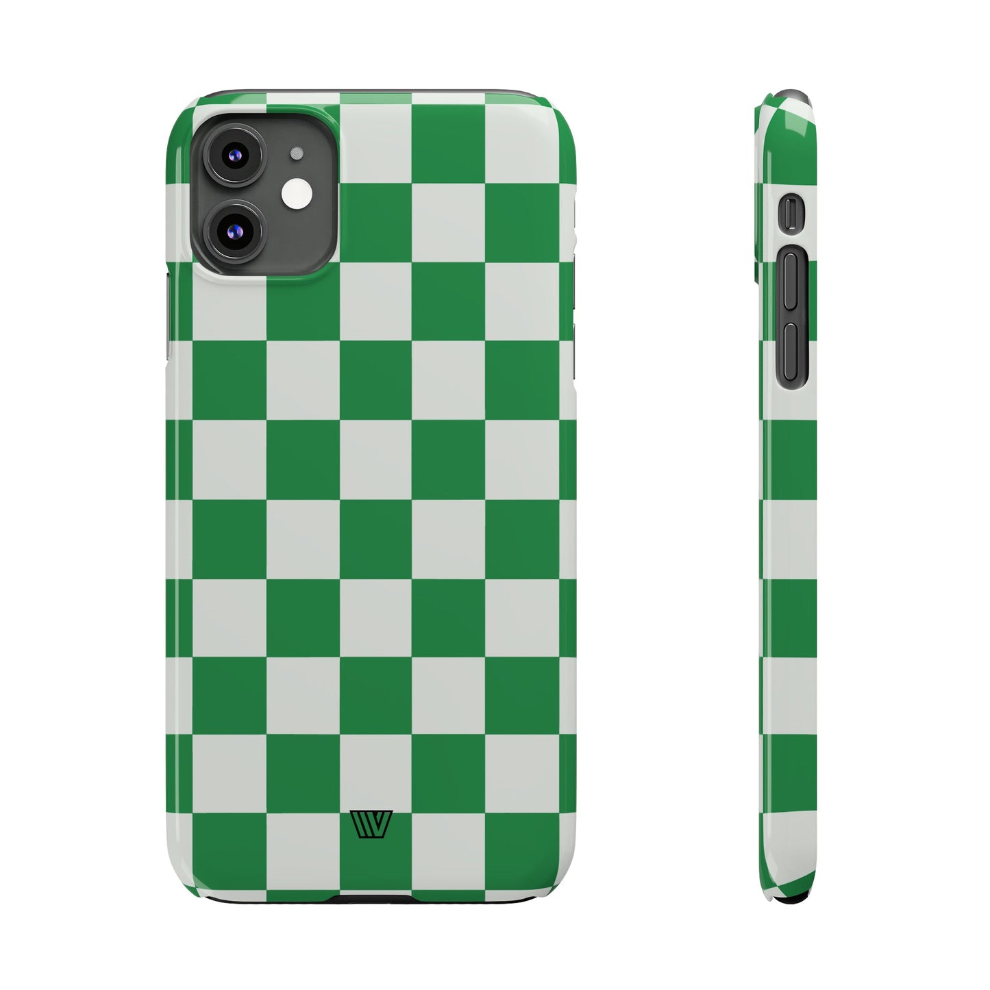 GREEN WHITE CHECKERBOARD | Slim iPhone Case