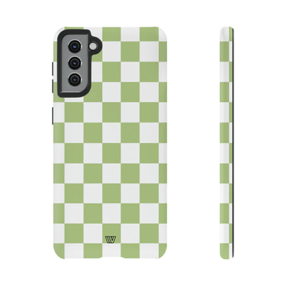 PALE OLIVE WHITE CHECKERBOARD | Tough Phone Case