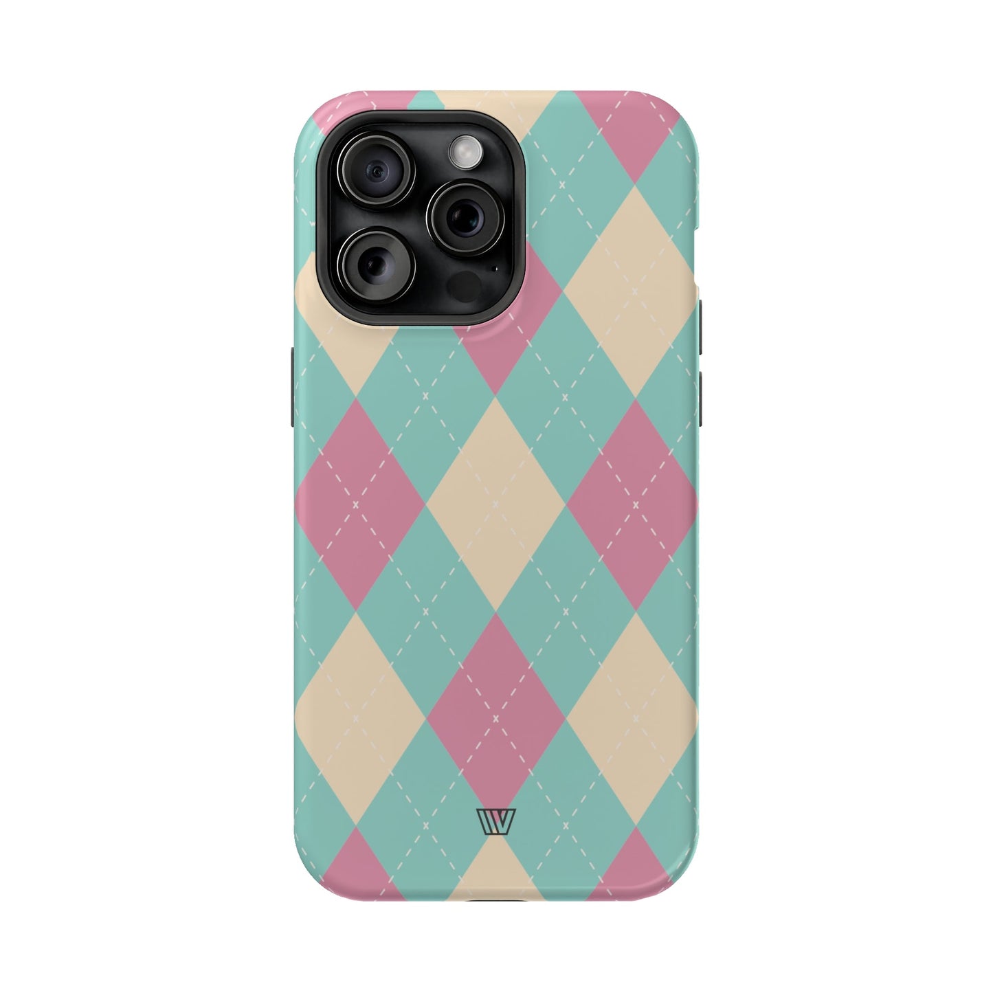 BLUE PINK BEIGE ARGYLE | MagSafe Tough iPhone Case