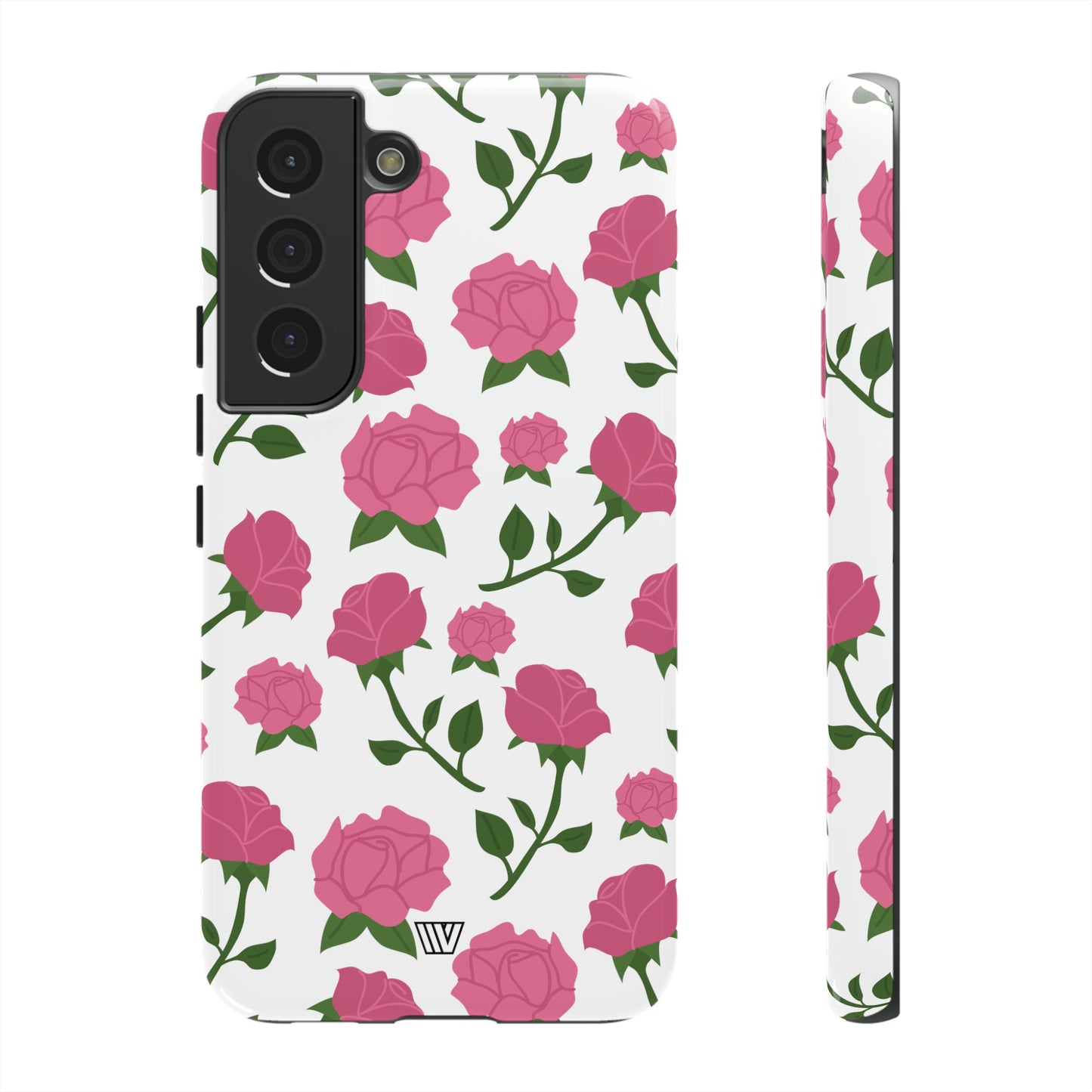 PINK ROSES ON WHITE | Tough Phone Case