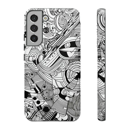 B&W ABSTRACT DOODLE | Tough Phone Case