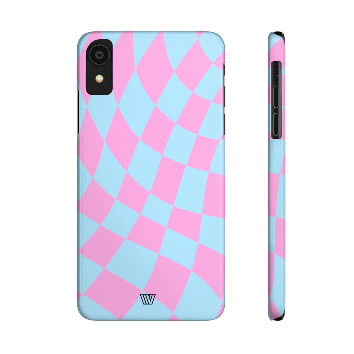 BLUE PINK CURVY CHECKERBOARD | Slim iPhone Case