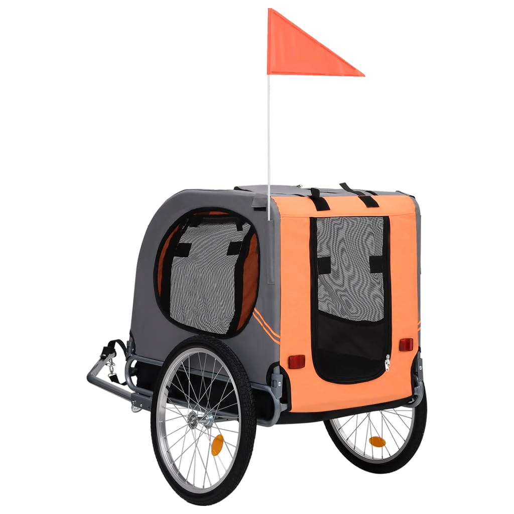 vidaXL Pet Bike Trailer Orange and Gray