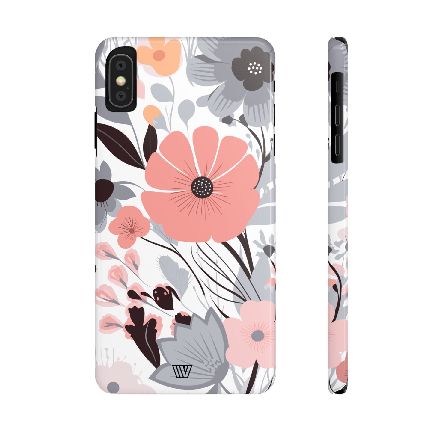 GRAY PASTEL FLOWERS | Slim iPhone Case