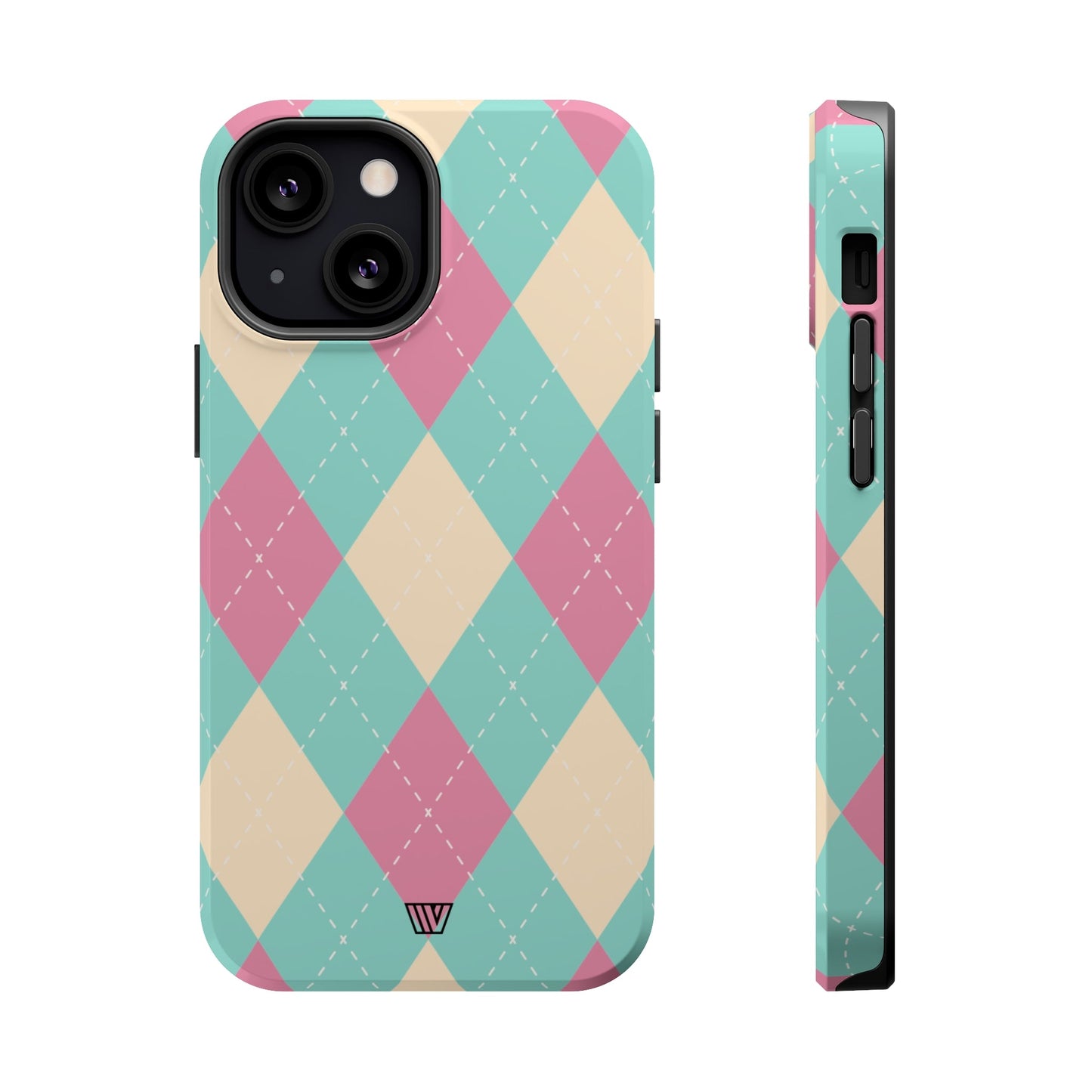 BLUE PINK BEIGE ARGYLE | MagSafe Tough iPhone Case