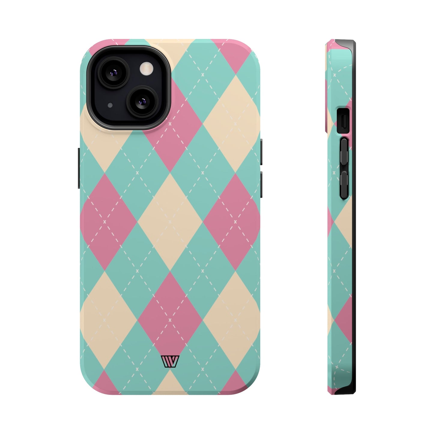 BLUE PINK BEIGE ARGYLE | MagSafe Tough iPhone Case