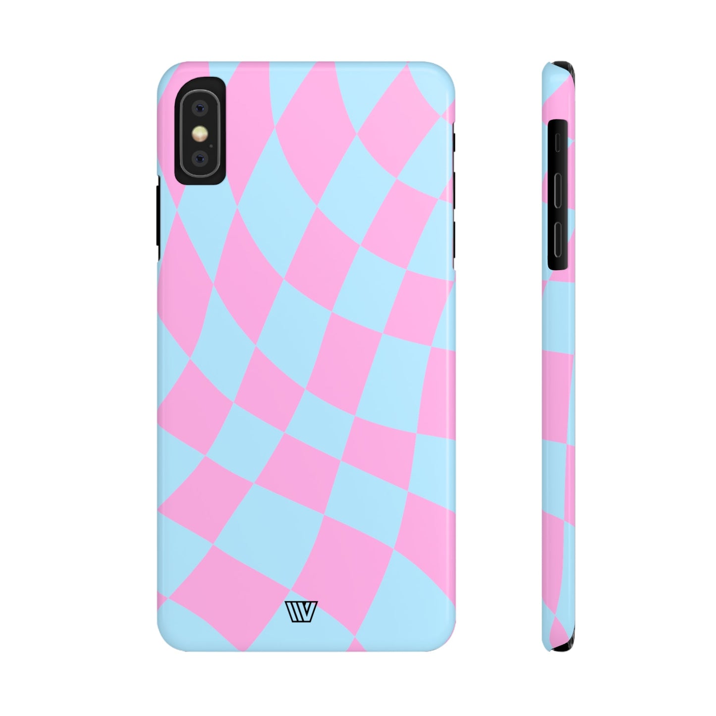 BLUE PINK CURVY CHECKERBOARD | Slim iPhone Case