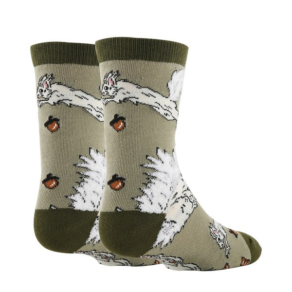 White Fox Squirrel - Kid's Funny Crew socks