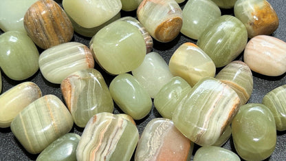 Green Banded Onyx Tumbled (1 Kilo)(2.2 LBs) Bulk Wholesale Lot Polished Gemstones