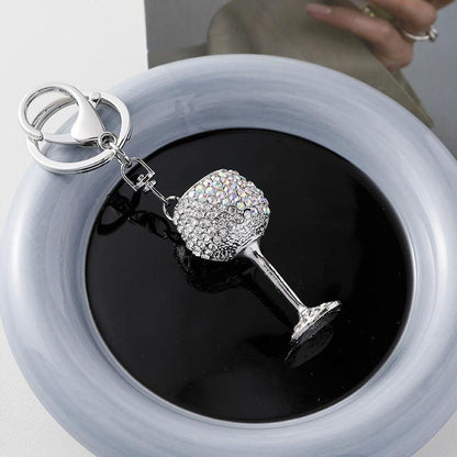 Glittering Wine Glass Keychain: A Sparkling Nod to Oenophiles