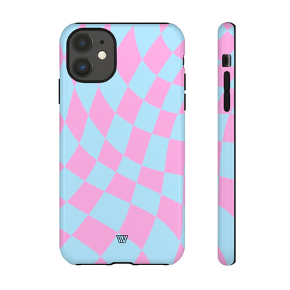 BLUE PINK CURVY CHECKERBOARD | Tough Phone Case