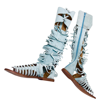 Amira Knee high Gladiator sandal in Seafoam color