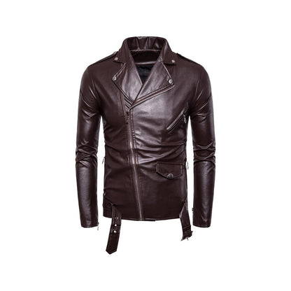 Asymmetrical Slim Fit Leather Jacket