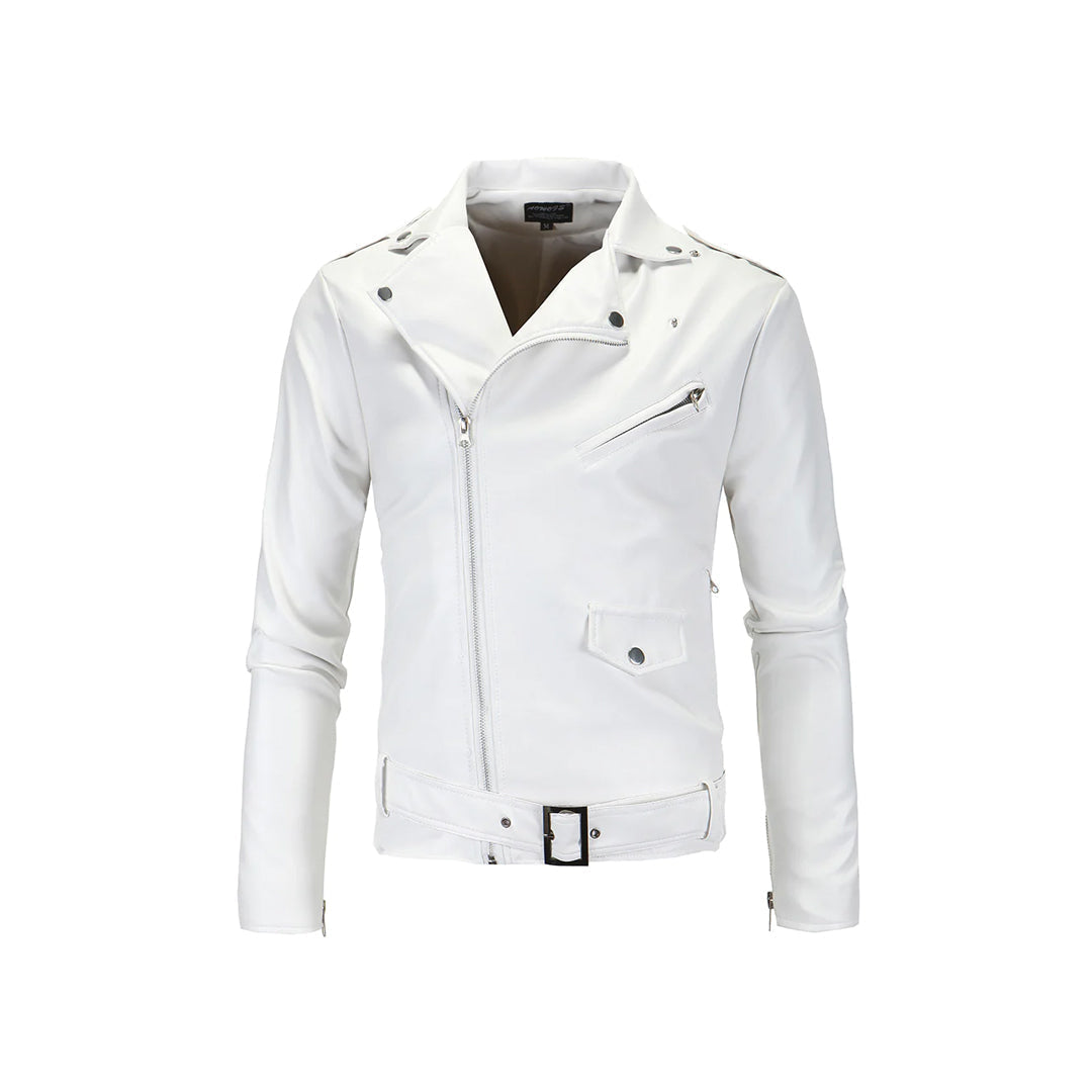 Asymmetrical Slim Fit Leather Jacket