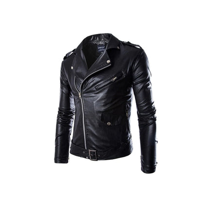 Asymmetrical Slim Fit Leather Jacket