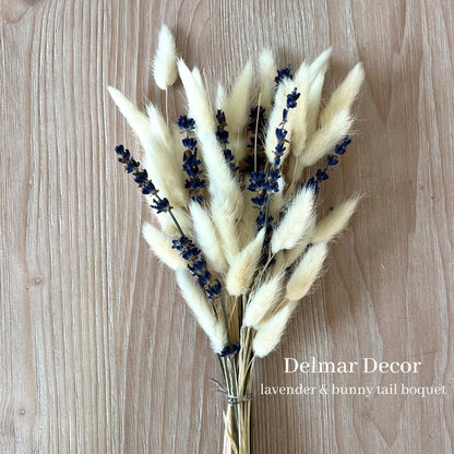 Dried Bunny Tail, floral decor - White & Lavender