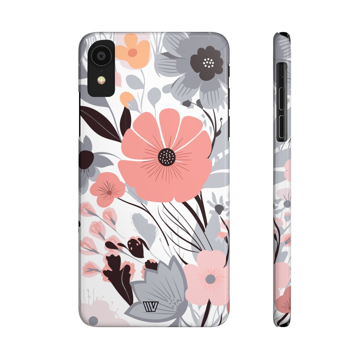 GRAY PASTEL FLOWERS | Slim iPhone Case