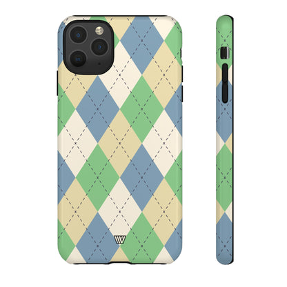 GREEN BLUE BEIGE ARGYLE | Tough Phone Case